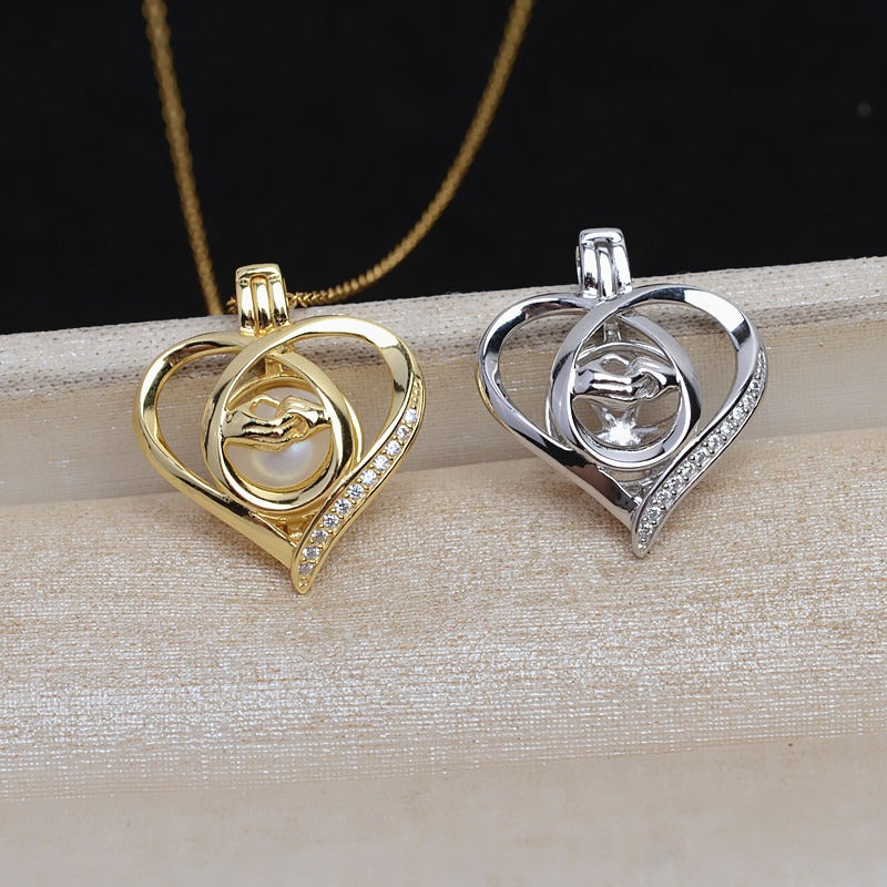 Silver Hand to Hand Pearl Cage Pendant-Feliz Pearl - Feliz Pearl 