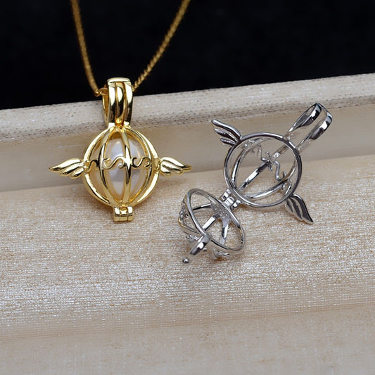 Sterling Silver Little Angle Pearl Cage Pendant - Feliz Pearl 