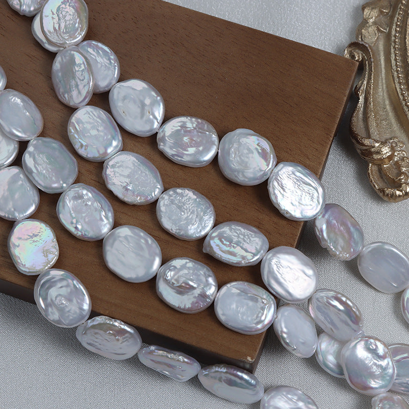 Authentic 14-15mm Coin Shape Freshwater Pearl Strands