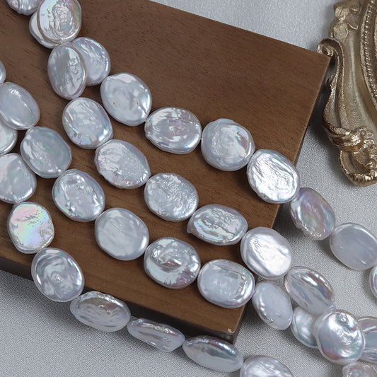 Authentic 14-15mm Coin Shape Freshwater Pearl Strands