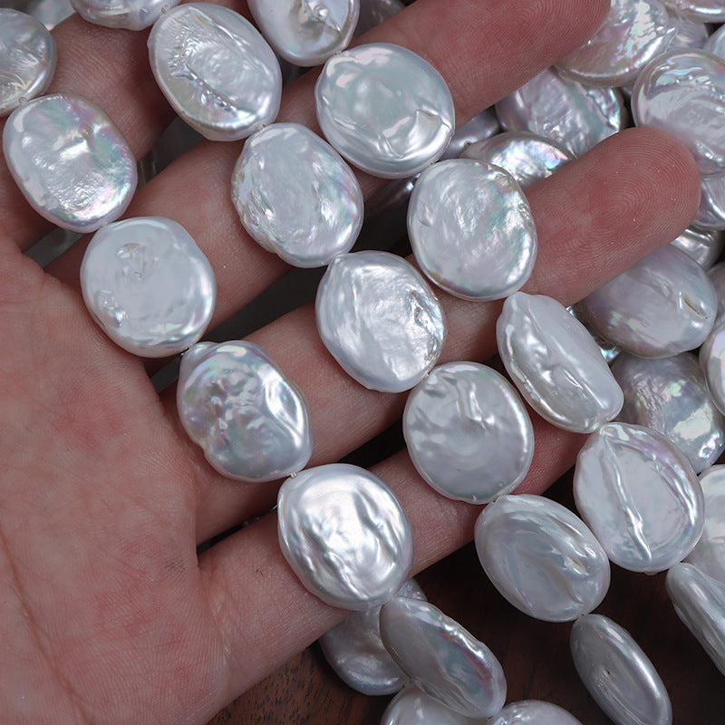 Authentic 14-15mm Coin Shape Freshwater Pearl Strands