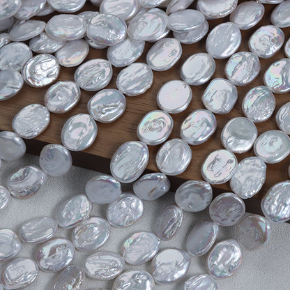 Authentic 14-15mm Coin Shape Freshwater Pearl Strands