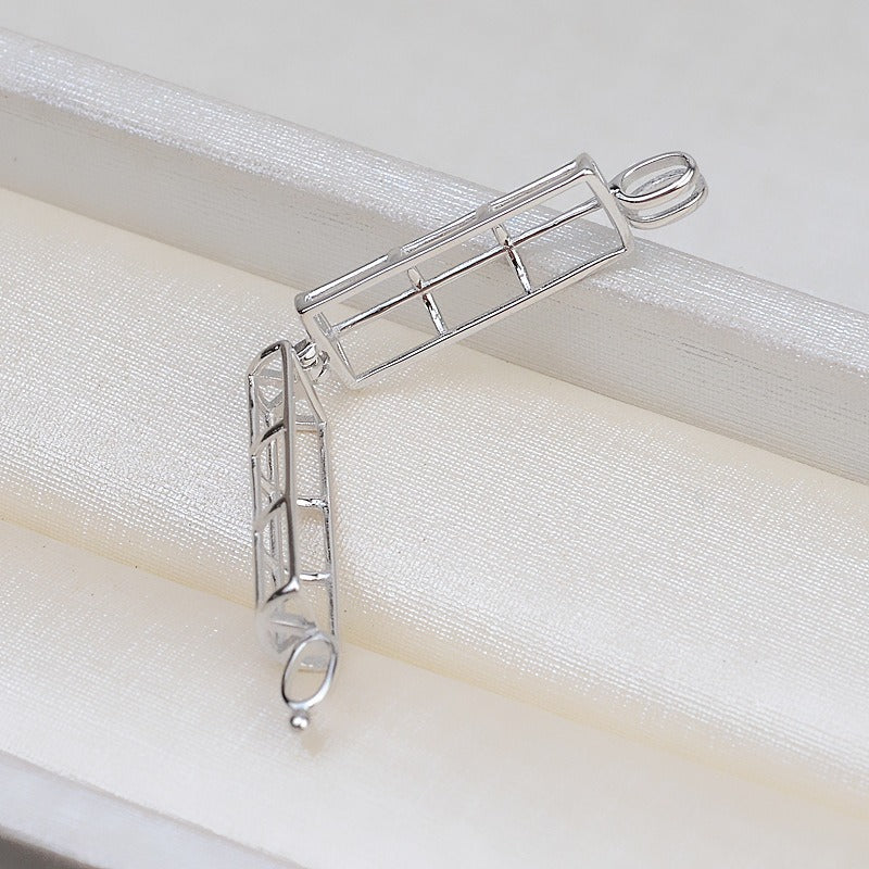 Silver Cylinder Pearl Cage Pendant-Feliz Pearl - Feliz Pearl 
