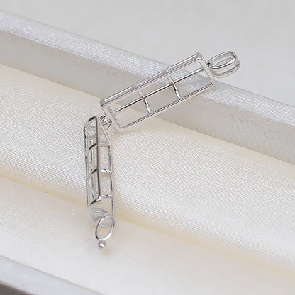 Silver Cylinder Pearl Cage Pendant-Feliz Pearl - Feliz Pearl 