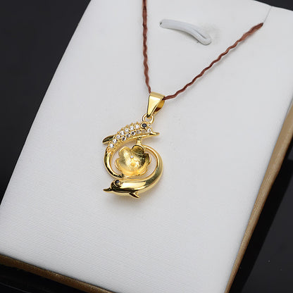 Happy Dolphin Pearl Pendant Mounting-S925 Sterling Silver