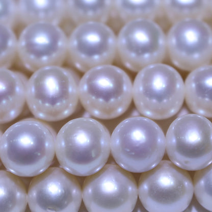 Near Round White Edison Pearl Strands