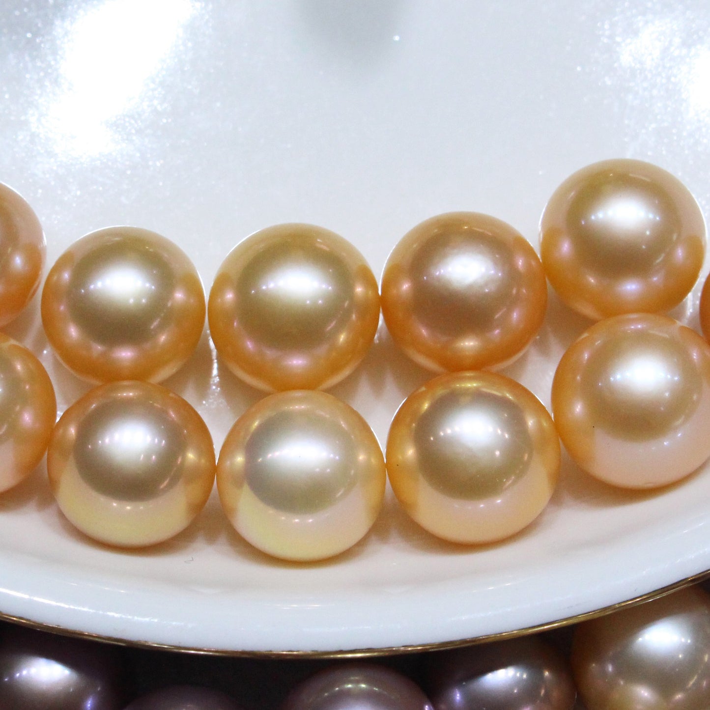 Natural orange color round shape edison loose pearls
