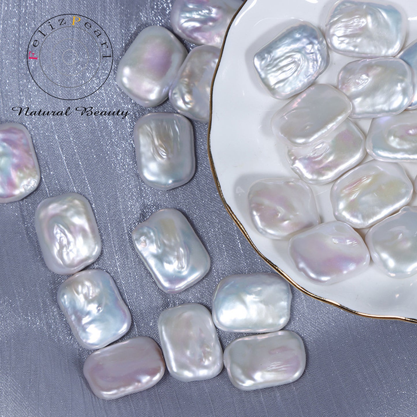 14-15mm Freshwater Rectangle Shape Baroque Pearls