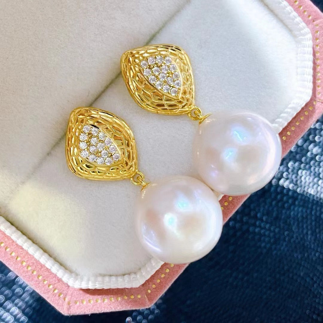 12-13mm Cultured Edison Pearl Dangle Earring - Feliz Pearl 