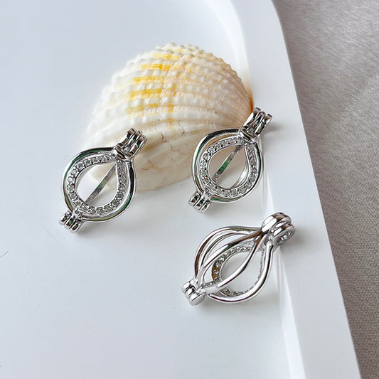 Cubic Zirconia Silver Air Ballon Cage Pendant