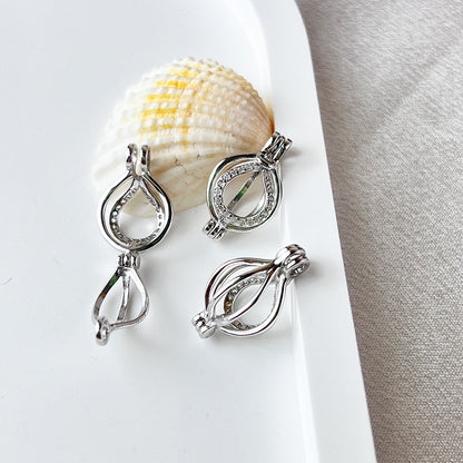 Cubic Zirconia Silver Air Ballon Cage Pendant