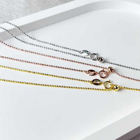 S925 Silver 1mm Beads Pin Necklace Chain