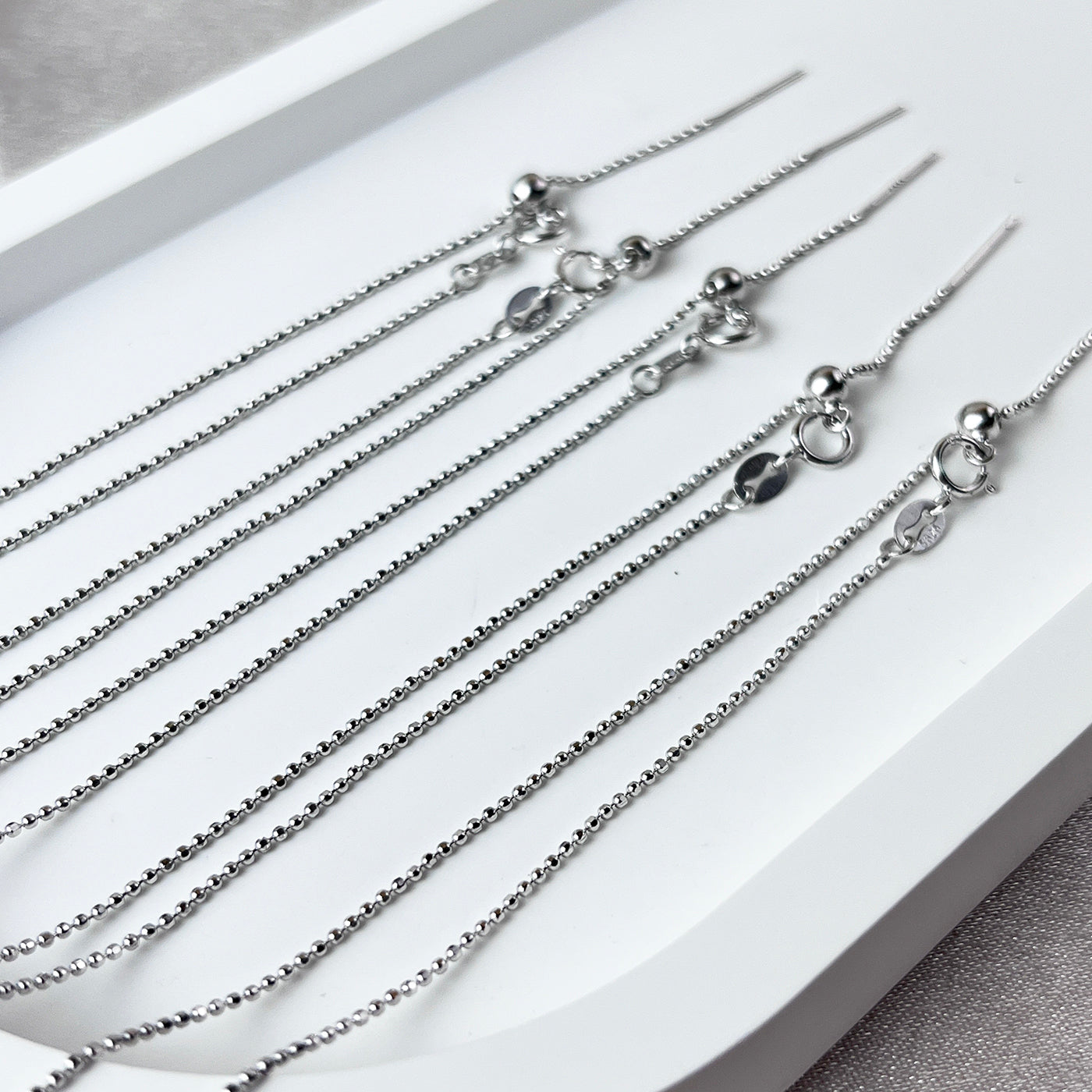 S925 Silver 1mm Beads Pin Necklace Chain