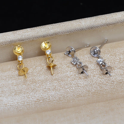 Women Fashion Double Pearls Dangle Earring Settings Wholesale
