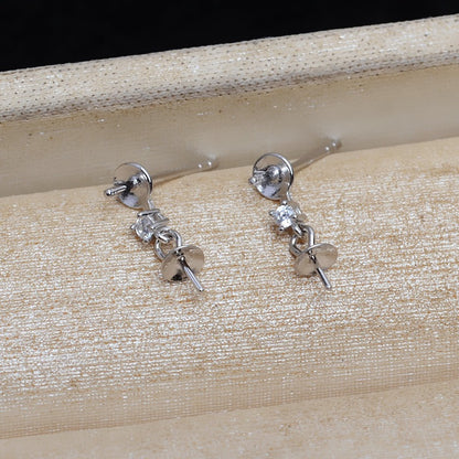 Women Fashion Double Pearls Dangle Earring Settings Wholesale
