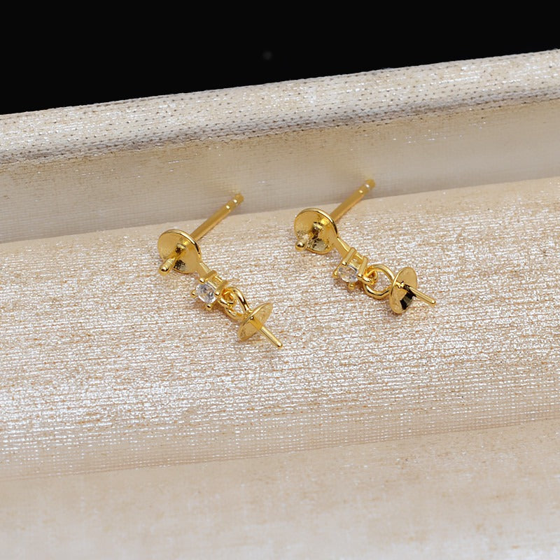 Women Fashion Double Pearls Dangle Earring Settings Wholesale
