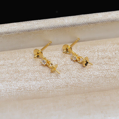 Women Fashion Double Pearls Dangle Earring Settings Wholesale
