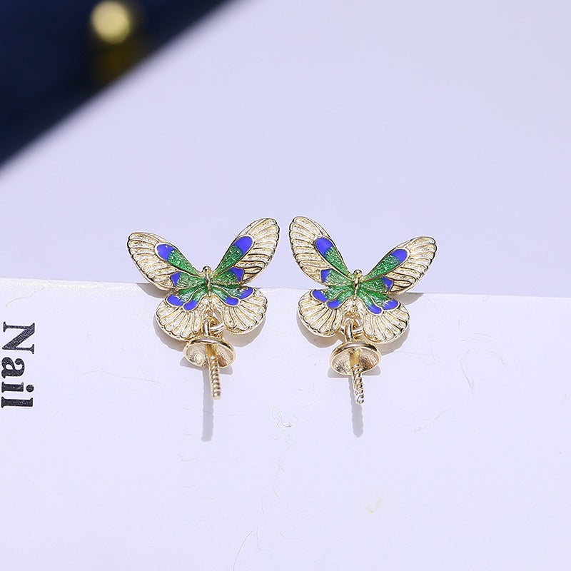 Lovely Butterfly Pearl Dangle Earring Setting