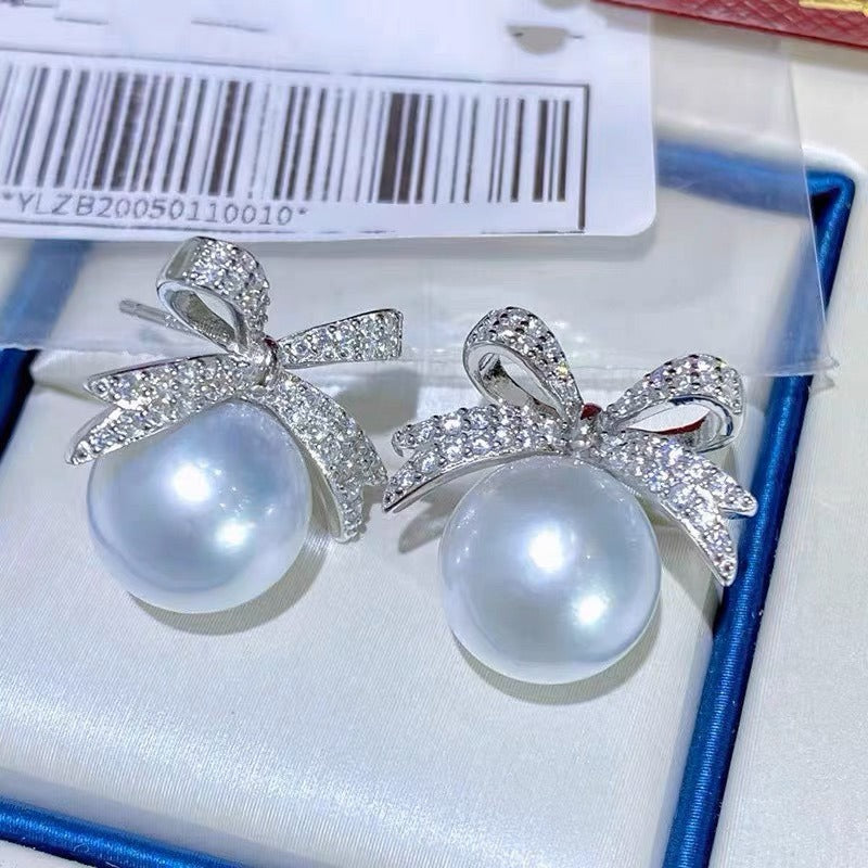 Luxury Women Bow Tie Pearl Earring Setting