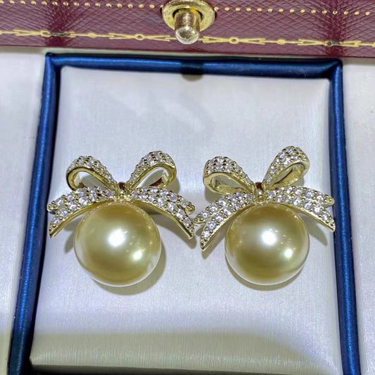 Luxury Women Bow Tie Pearl Earring Setting