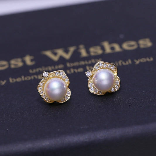 Lovely Rose Women Pearl Stud Earring
