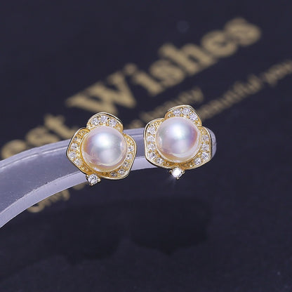 Lovely Rose Women Pearl Stud Earring