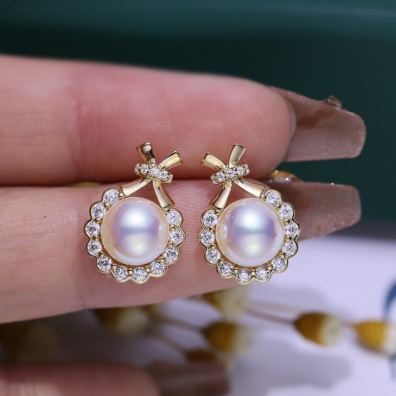 Classic Women Pearl Stud Earring Setting 