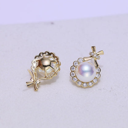 Classic Women Pearl Stud Earring Setting 