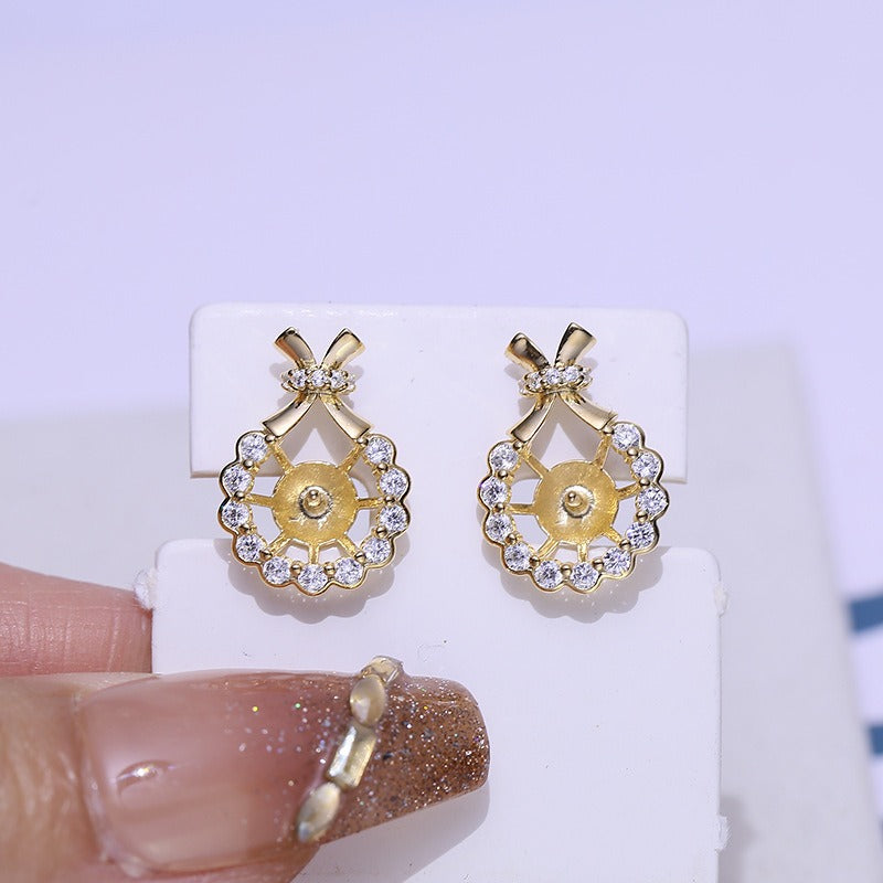 Classic Women Pearl Stud Earring Setting 