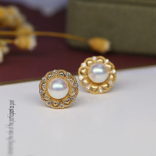 Vintage Luxury Pearl Stud Earring Setting