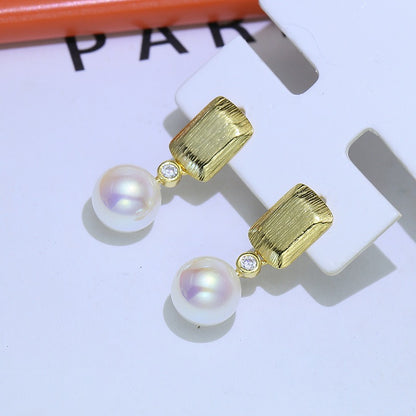 Silver Square Pearl Dangle Earring Setting