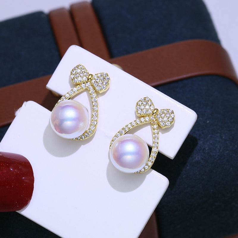 Lovely CZ Women Pearl  Dangle Earring Setting