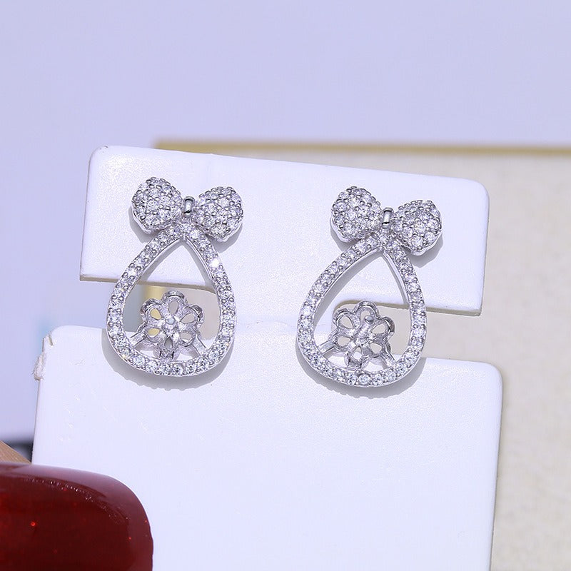 Lovely CZ Women Pearl  Dangle Earring Setting