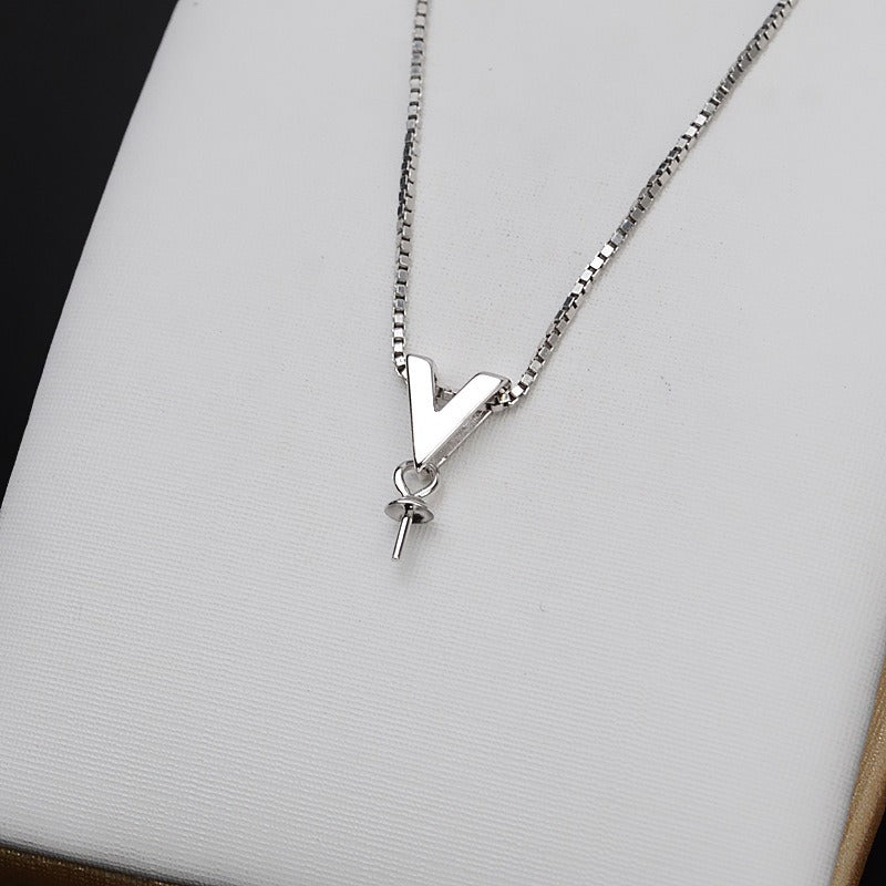 S925 Silver Classic V Pearl Pendant Setting