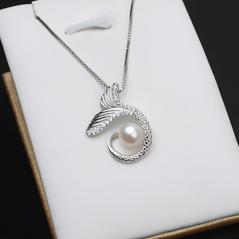 Luxury Silver Mermaid Tail Pearl Pendant Setting