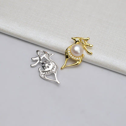 S925 Silver Reindeer Pearl Pendant Setting
