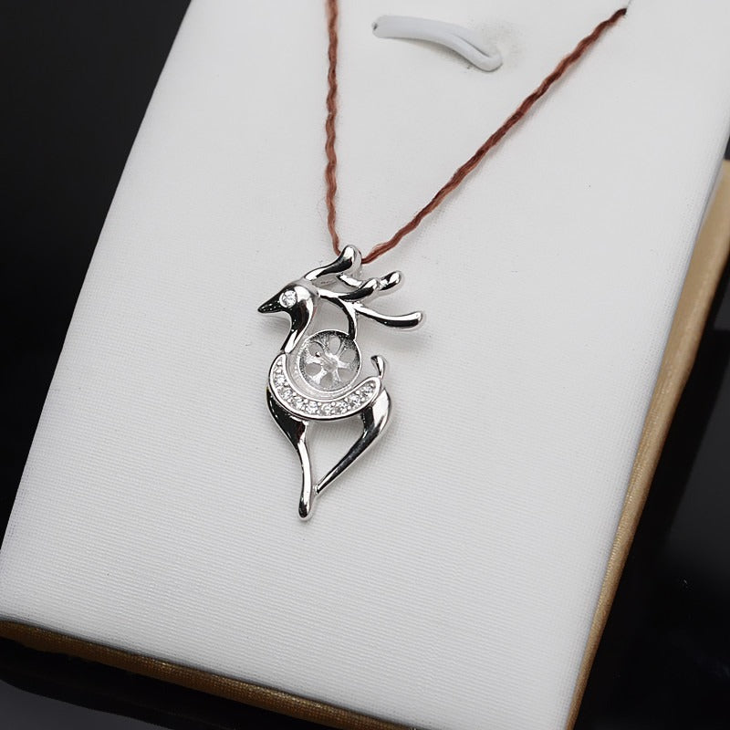 S925 Silver Reindeer Pearl Pendant Setting