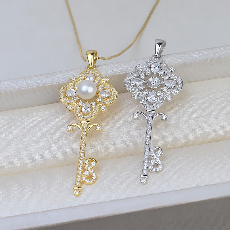 Silver Luxury Key Pearl Pendant Setting