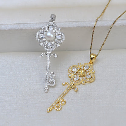 Silver Luxury Key Pearl Pendant Setting