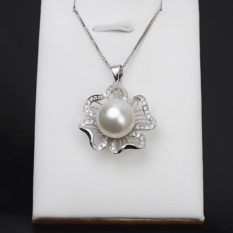 Silver Flower Pearl Pendant Setting