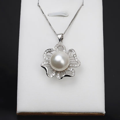 Silver Flower Pearl Pendant Setting