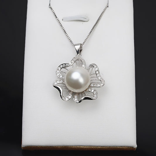 Silver Flower Pearl Pendant Setting