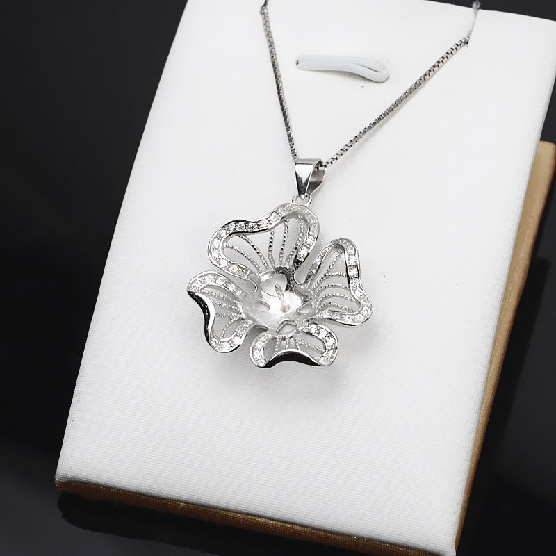 Silver Flower Pearl Pendant Setting