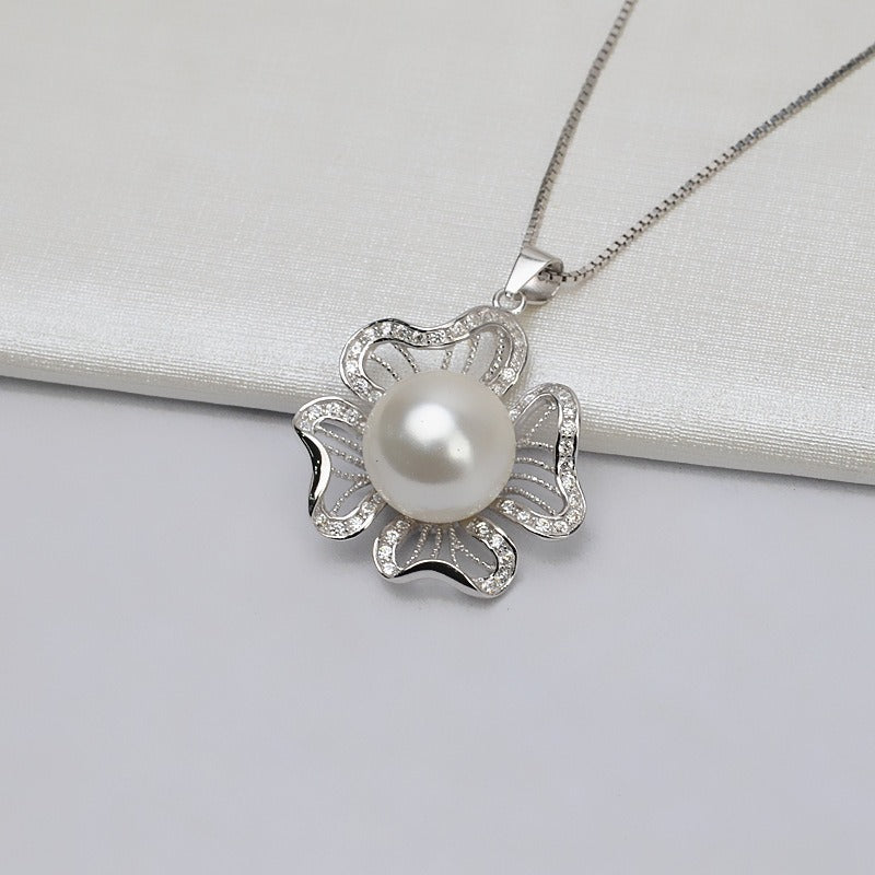 Silver Flower Pearl Pendant Setting
