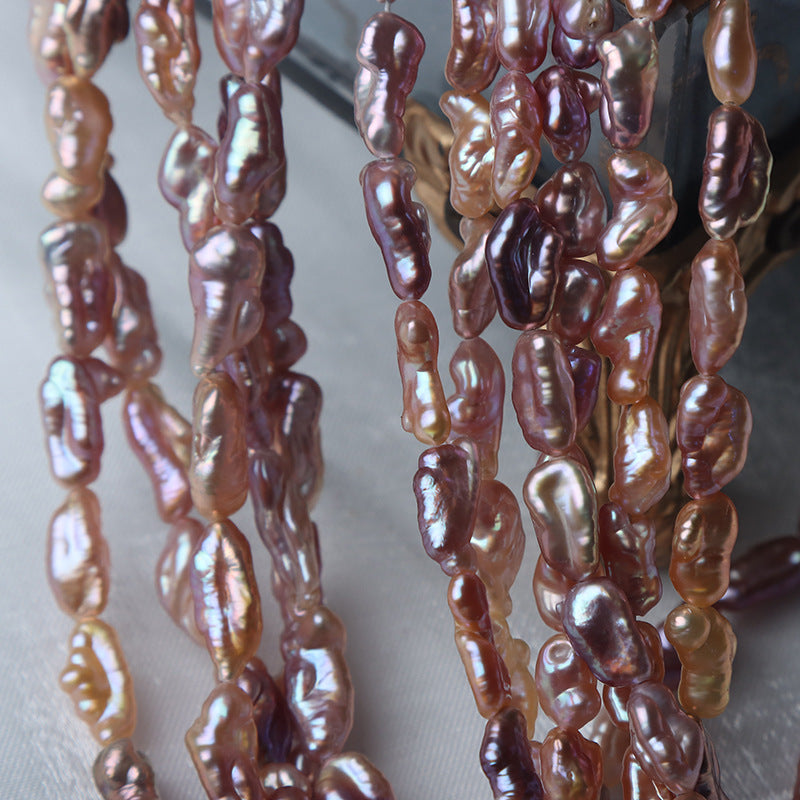 5-6mm Freshwater Baroque Pearl Strand Natural Metallic Color