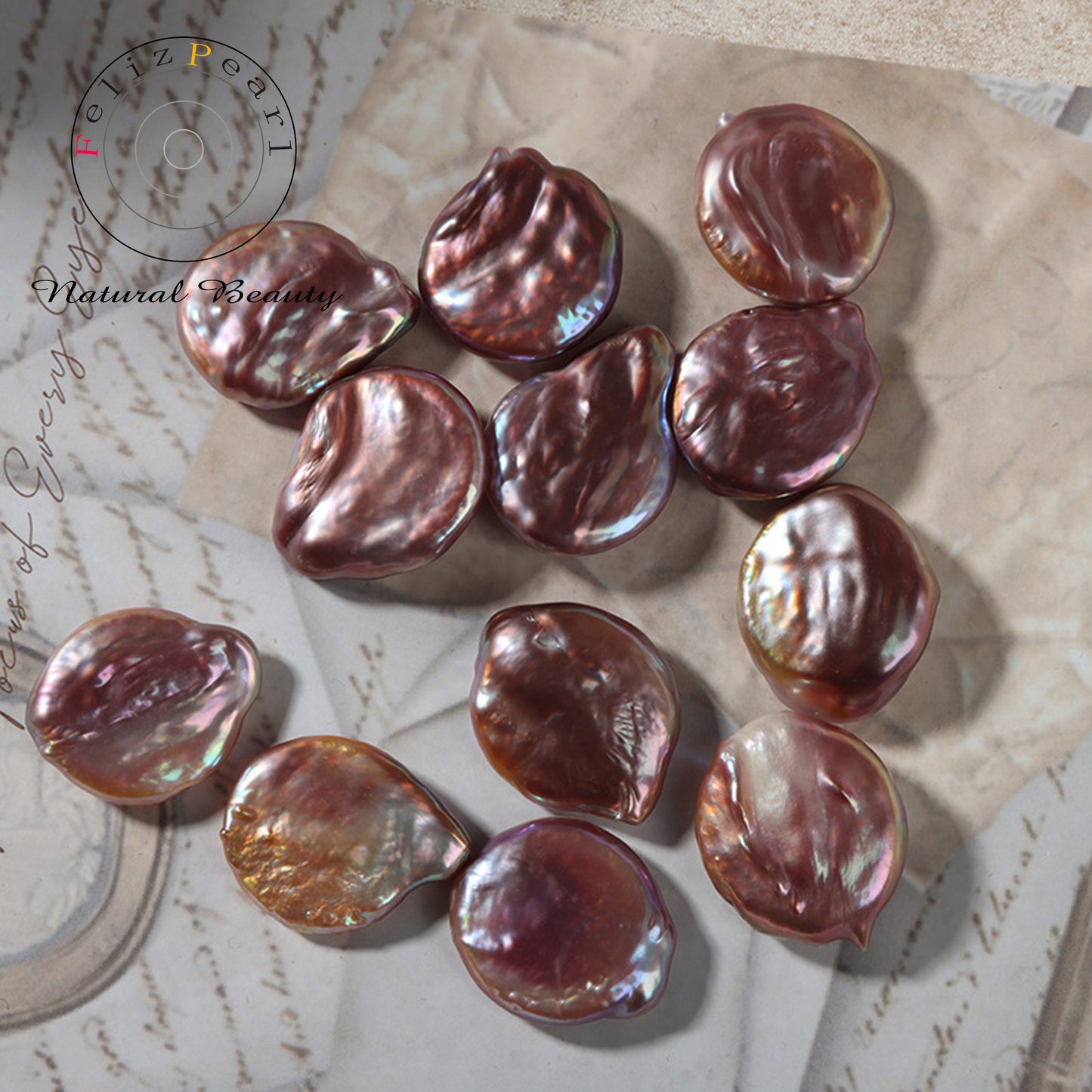 Natural purple coin shape baroque loose pearls
