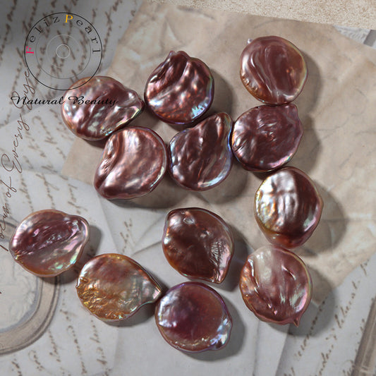 Natural purple coin shape baroque loose pearls
