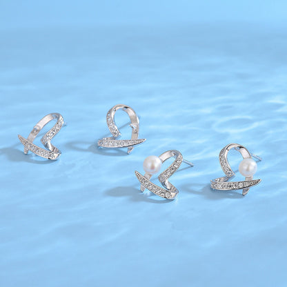 5A Cubic Zirconia Heart Pearl Earring Settting-Feliz Pearl - Feliz Pearl 