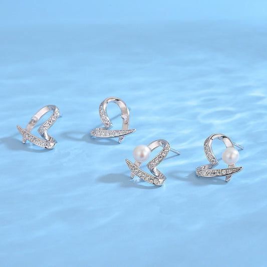 5A Cubic Zirconia Heart Pearl Earring Settting-Feliz Pearl - Feliz Pearl 
