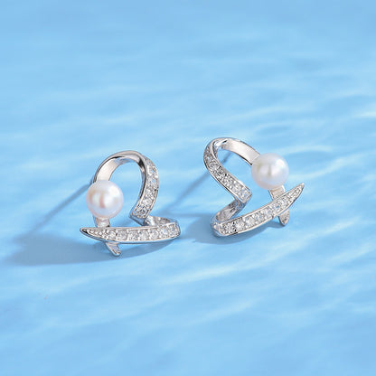 5A Cubic Zirconia Heart Pearl Earring Settting-Feliz Pearl - Feliz Pearl 